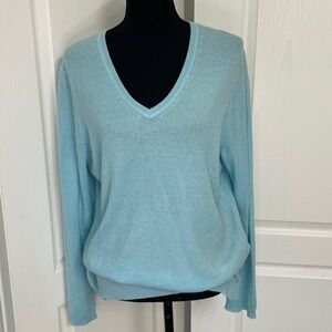 Charter Club Luxury 100% cashmere sweater top in aqua blue XL